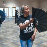 Delores Matthews, front, and other Soulful Shakers line dance at Turner-Surles Community Center during one of their recent meetings.