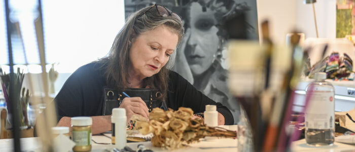 Char Baxter works in her home studio.