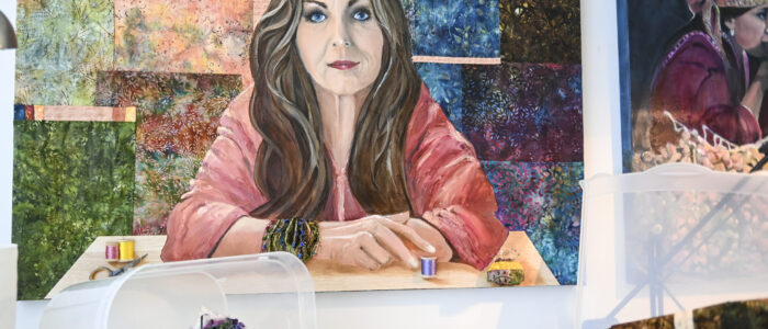 Char Baxter uses wool, threads and fabrics like batik in her “Wise Women” series.